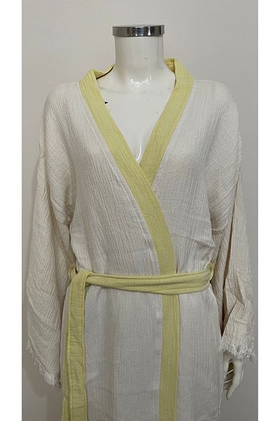 ŞIK STİL Natural Cotton Hand-Woven Kimono Caftan Bathrobe -919