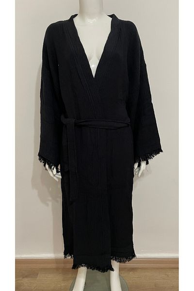 ŞIK STİL Natural Cotton Hand-Woven Kimono Caftan Bathrobe -919
