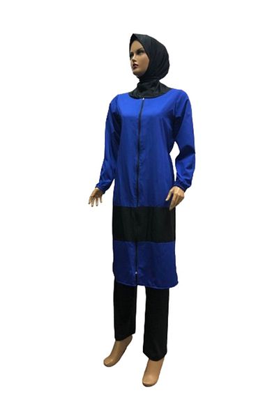 eflin Blue-Black Hijab Swimsuit - Women's Clothing with Full Coverage, Plus Size Options, Including Bonnet