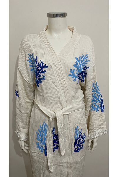 ŞIK STİL Natural Cotton Kimono Caftan Bathrobe -921