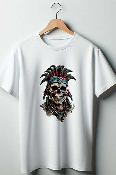 Vordevia Lubanja Štampano Oversize kroj Široka unisex okrugla kragna bela majica