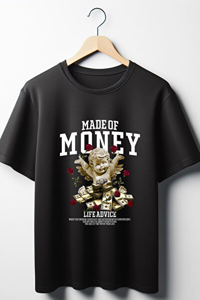 Vordevia Made Of Money Printed Oversize Wide Fit Unisex Crew Neck Μαύρο Tshirt