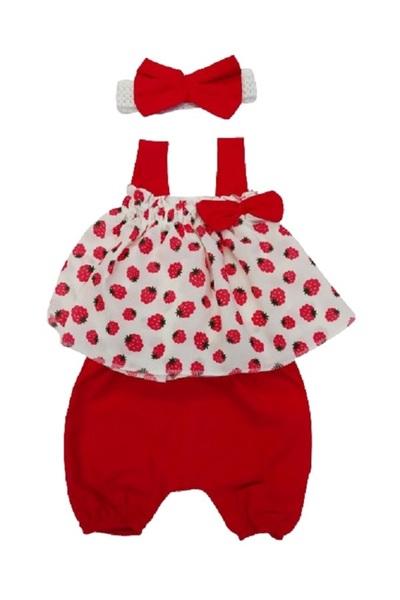 Melek Bebeğim Kız Bebek Meyve Baskılı Bandanalı Takım