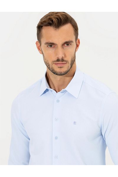 Pierre Cardin Cămașă albastru deschis pentru bărbați - Potrivire relaxată