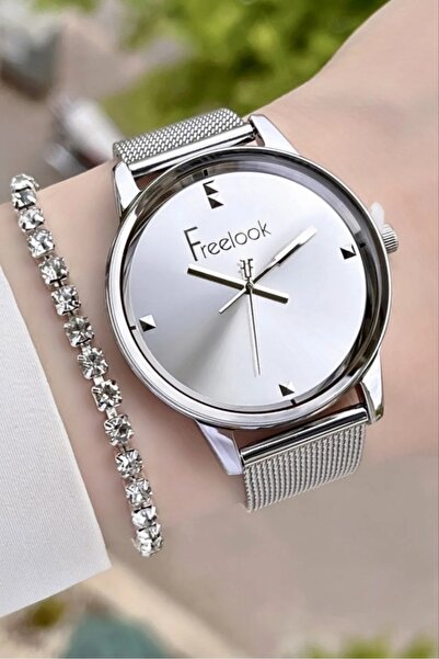 Freelook Gümüş Renk Ayarlanabilir Kordonlu 5 Atm Kadın Kol Saati Ve Hediye Bi...