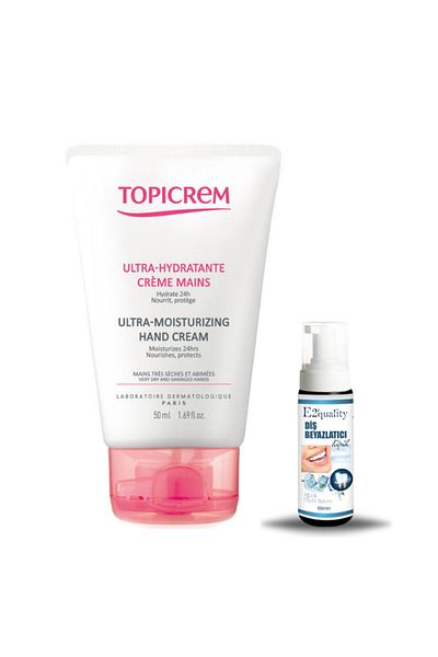 Topicrem Ultra Hydratante Hand Cream - 50ml+Gift Moisturizing and Whitening Foam Hand Care Cream