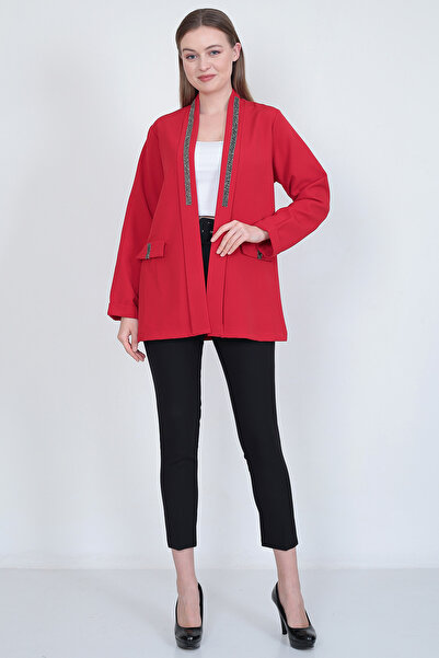 EMİRAQLİFE şal yaka taşlı blazer ceket kadın ceket   ceket