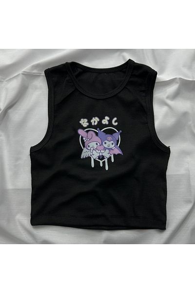 Gofeel Harajuku Kuromi Detail Crop Tank