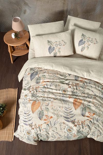 Mürdüm Home Комплект двойна завивка от 100% памук Pesco - с чаршафи