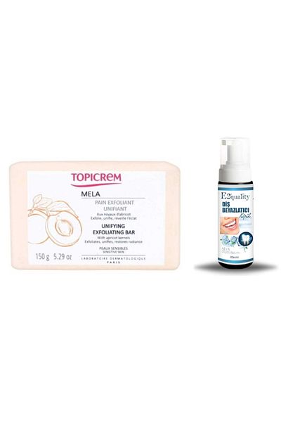 Topicrem Mela Unifying Exfoliating Bar - Mold Cleaner 150gr + Gift Teeth Whitening Foam