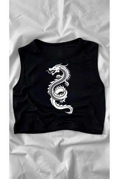 Gofeel Harajuku Dragon Fire Λεπτομέρεια Crop Tank