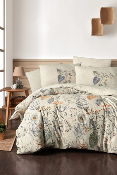 Mürdüm Home Pesco Double 100% bavlna Sada povlaků na přikrývky - S prostěradly