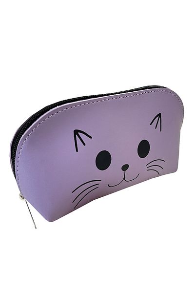 FLY COLOR Leather Pencil Case - Triangle Cat Pattern