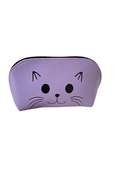 FLY COLOR Leather Pencil Case - Triangle Cat Pattern