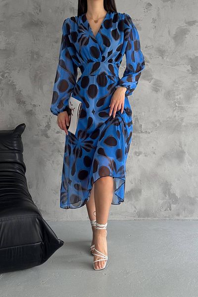 Neşeli Butik rochie midi din șifon cu imprimeu buline pentru femei NBK2075