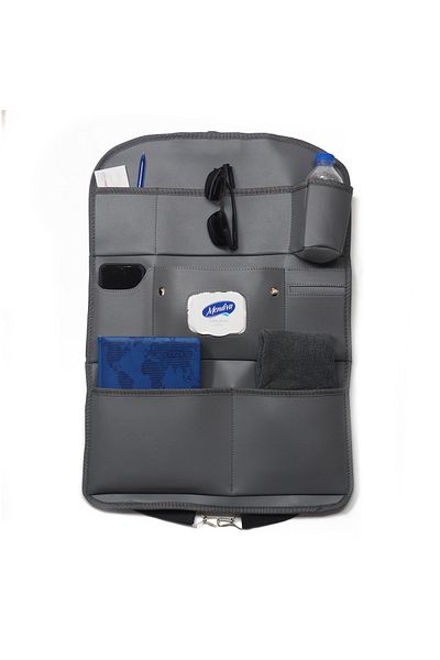 wimbledon 44x62 cm Gray Leather Car Seat Back Organizer - 1 Piece