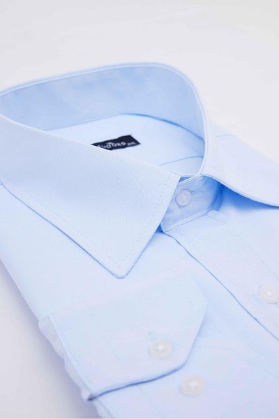 Tudors Cămașă pentru bărbați, cu mânecă lungă, cu mânecă lungă, ușor de călcat, Dobby Cotton Blue