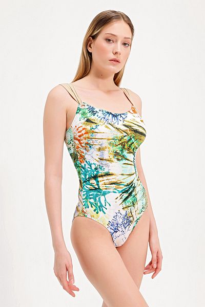 ZEKİ Patterned Swimsuit with Accessory Detail