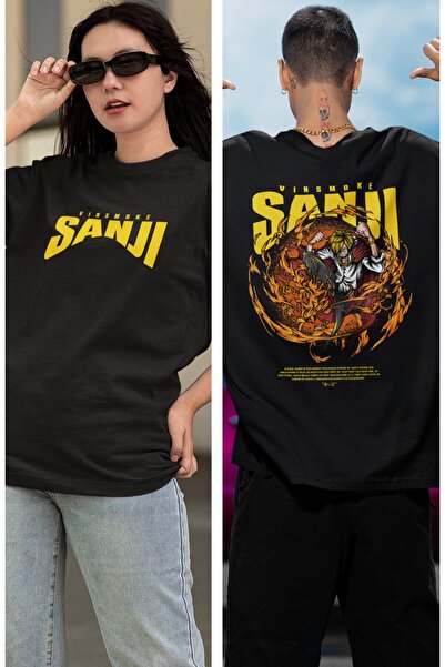 Fuddy Moda Μπλουζάκι με στάμπα One Piece Sanji Back, Unisex T-shirt με στάμπα Anime
