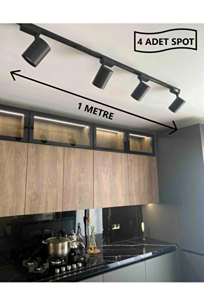 luxshome Siyah Kasa Ve Günışığı 4 Adet 360 Derece Dönen Led Ray Spot Lamba 1 ...