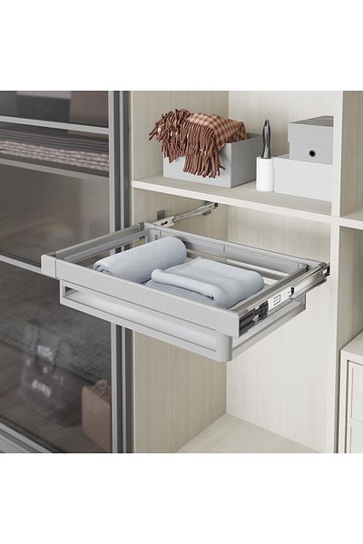 STARAX 90 Cm Gray Aluminum Telescopic Drawer - Side Connected Rail