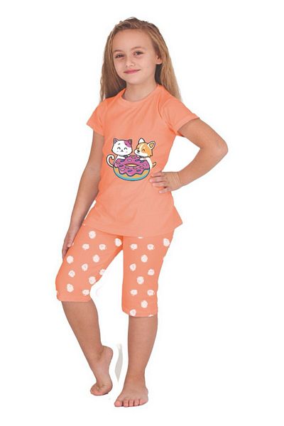 TİJK Girl's Cotton Capri Quantity Face Pajama Set