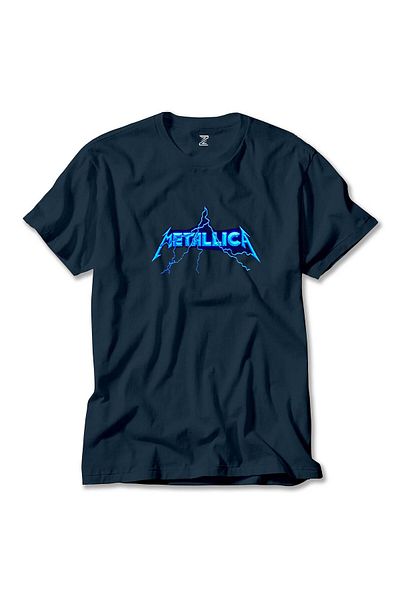 Z zepplin Λογότυπο Metallica - Μπλουζάκι Lightning Navy Blue