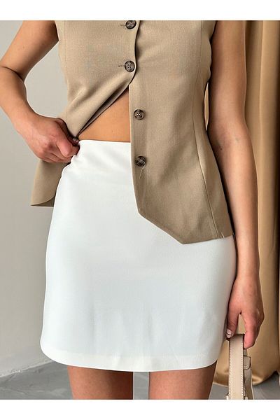 Laluvia Ecrufarbener Premium-Minirock