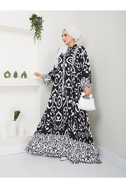 VOLT CLOTHİNG Dámské hidžábové šaty s viskózovým vzorem