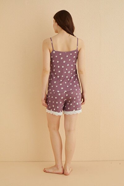 ARCAN Kadın Lila Pegasus İp Askılı Desenli Şortlu Takım 80117-67