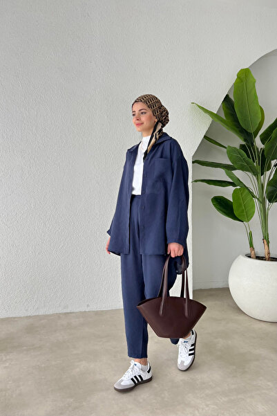 My Blog Sötétkék Modal Fabric ing nadrág szett