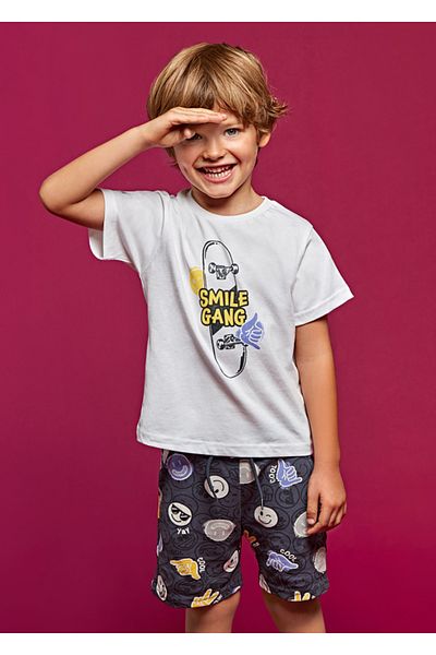 MAYORAL 3606 BOY ECRU-GRAY PRINTED 2' SET