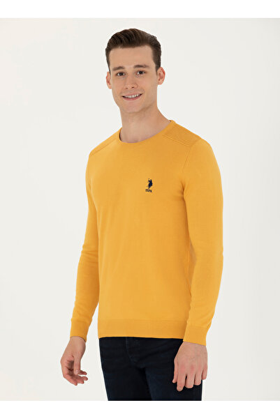 U.S. Polo Assn. Us Polo Assn. Mustard Slim Fit Men's Sweater - Crew Neck Td01-bsk23