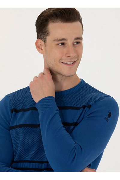 U.S. Polo Assn. БАЗА. Polo Assn. - Мъжки пуловер Saks Slim Fit с кръгло деколте GOW