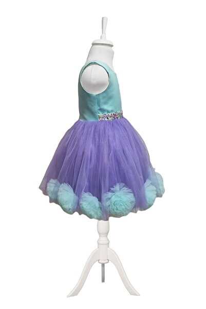 Mashotrend Etek Ucu Çiçekli Kız Çocuk Abiye - Eteği Kabarık Kız Çocuk Abiye Elbisesi - Mezuniyet Çocuk Elbisesi