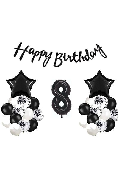 DÜVENCİ TİCARET Black Age Balloon Set for Birthday