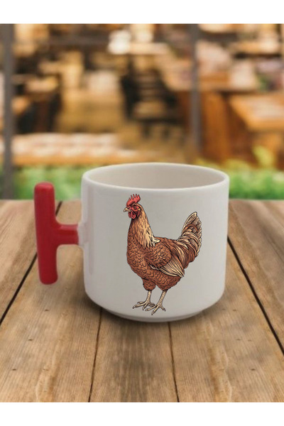lili hediyelik Cock Printed Mug Cup - Ceramic Tea, Coffee Gift Cup