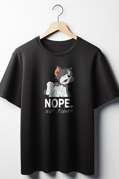 Vordevia Tom Nope Not Today Μαύρο μπλουζάκι με φαρδιά εφαρμογή Unisex με λαιμόκοψη