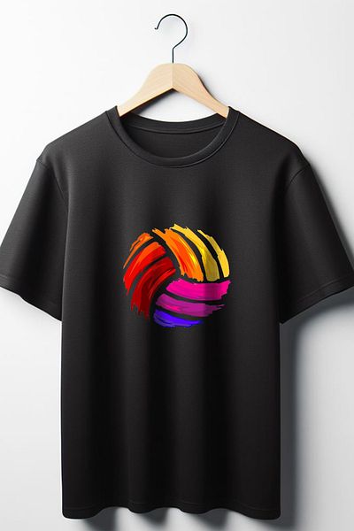 Vordevia Μαύρο μπλουζάκι με στάμπα βόλεϊ Oversize Wide Fit Unisex Crew Neck