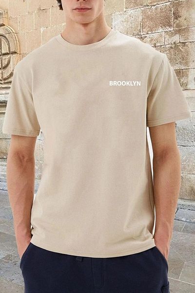 Evomind In Cart 5 or More Purchases Get 1 T-Shirt Gift - Unisex Brooklyn Text Printed Oversize T-Shirt
