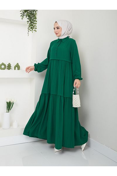 VOLT CLOTHİNG فستان نسائي من قماش الفيسكوز بياقة قميص