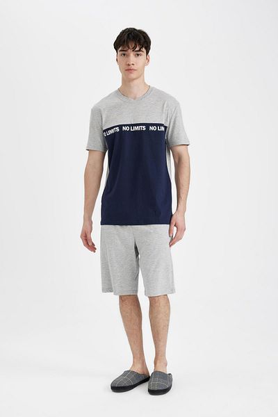 DeFacto Regular Fit Pajama Set - Printed Short Sleeve Top Shorts