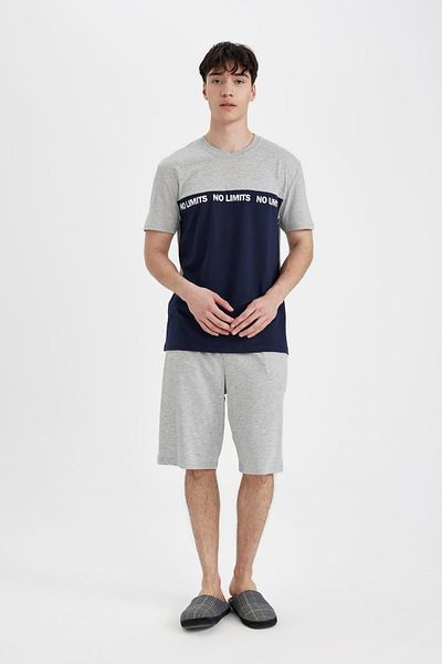 DeFacto Regular Fit Pajama Set - Printed Short Sleeve Top Shorts