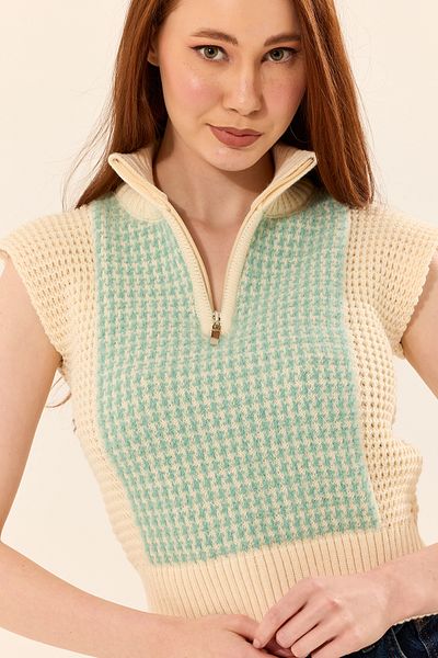 Cloudy Kids Turtleneck Zippered Women's Sweater