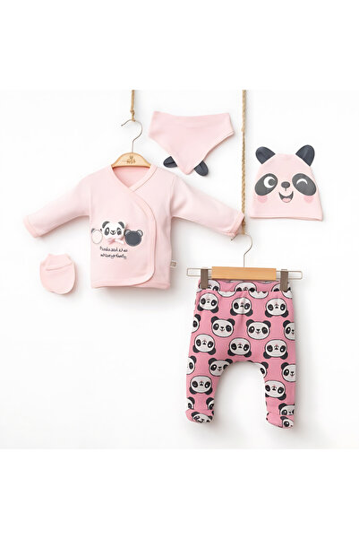 Rise Raba 0-3 Months Baby Girl Seasonal Set - Cotton, Long Sleeve, Panda Embr...