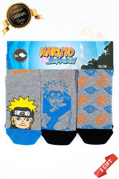 DAYCO Naruto Patterned Original Licensed 3-Piece Booties Socks Set - DL15610688-NRT-PTK