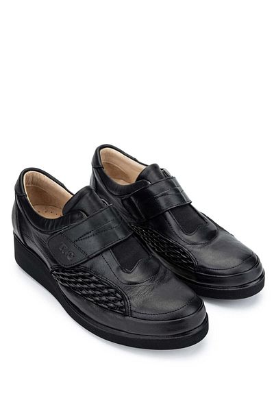 Tamer Tanca Woman's Genuine Leather Black Leather Casual Shoes