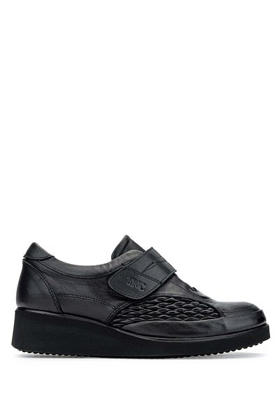 Tamer Tanca Woman's Genuine Leather Black Leather Casual Shoes