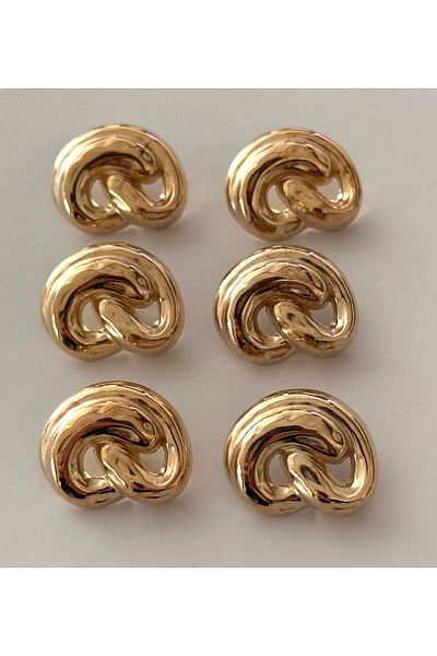 ODDA TASARIM ATÖLYESİ Special Design - Light Gold Pretzel Twisted Metal Coat and Jacket Button Set