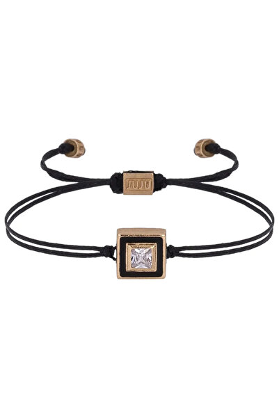 JUJU MOOD سوار من المينا باللون الأسود مع تفاصيل حجرية